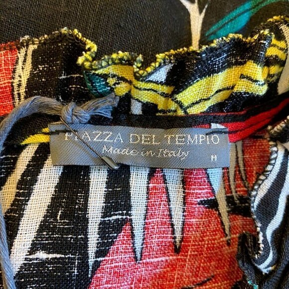 NEW Piazza Del Tempio Fit Flare Maxi Dress Black Floral Linen Sleeveless Medium - Picture 10 of 11